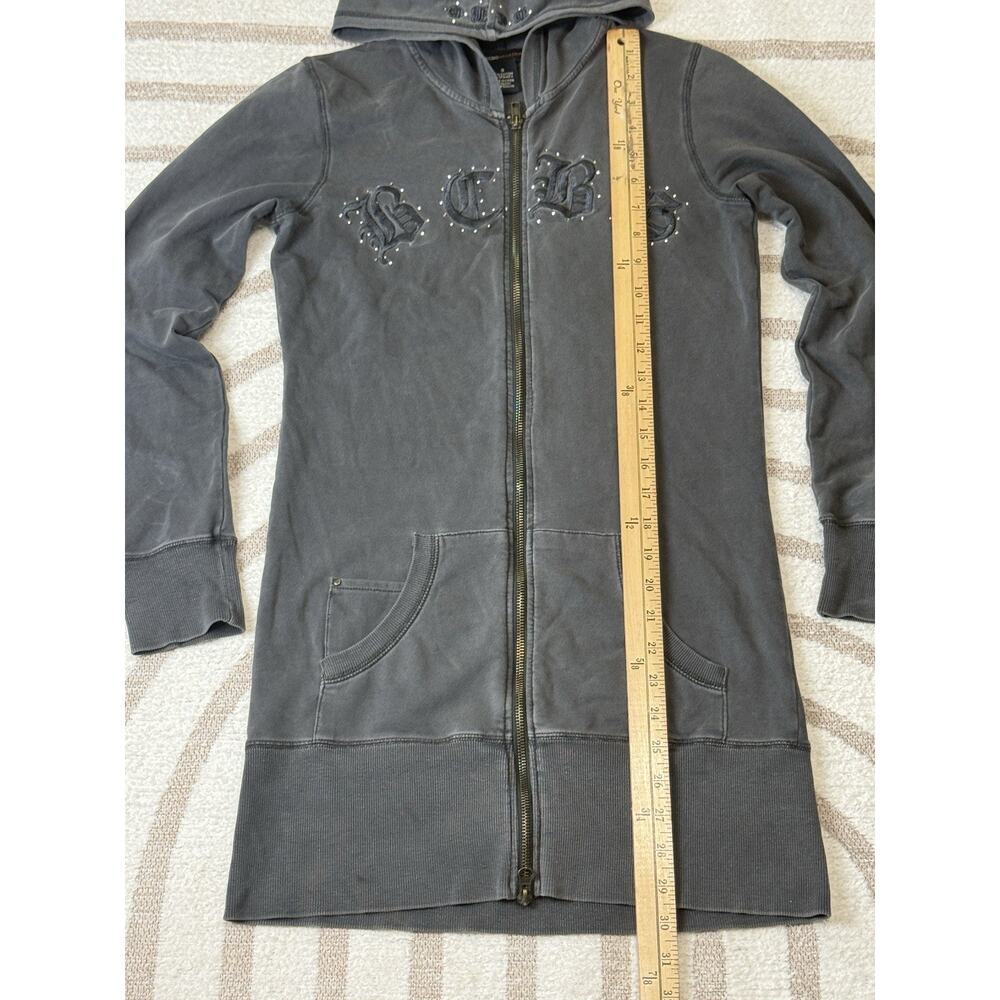 Y2k Vintage Gray Embroidered Full Zip Hoodie Gothic Grunge Women’s Size S - Picture 10 of 13